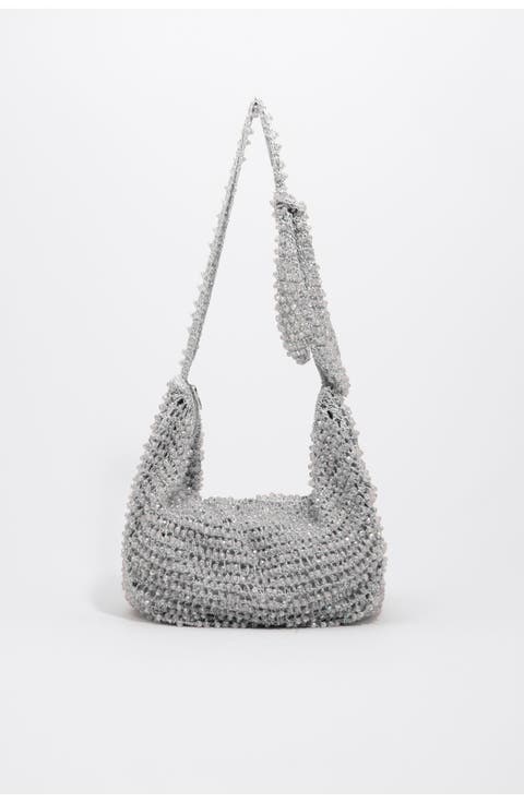 Medium Crochet Beaded Shoulder Bag