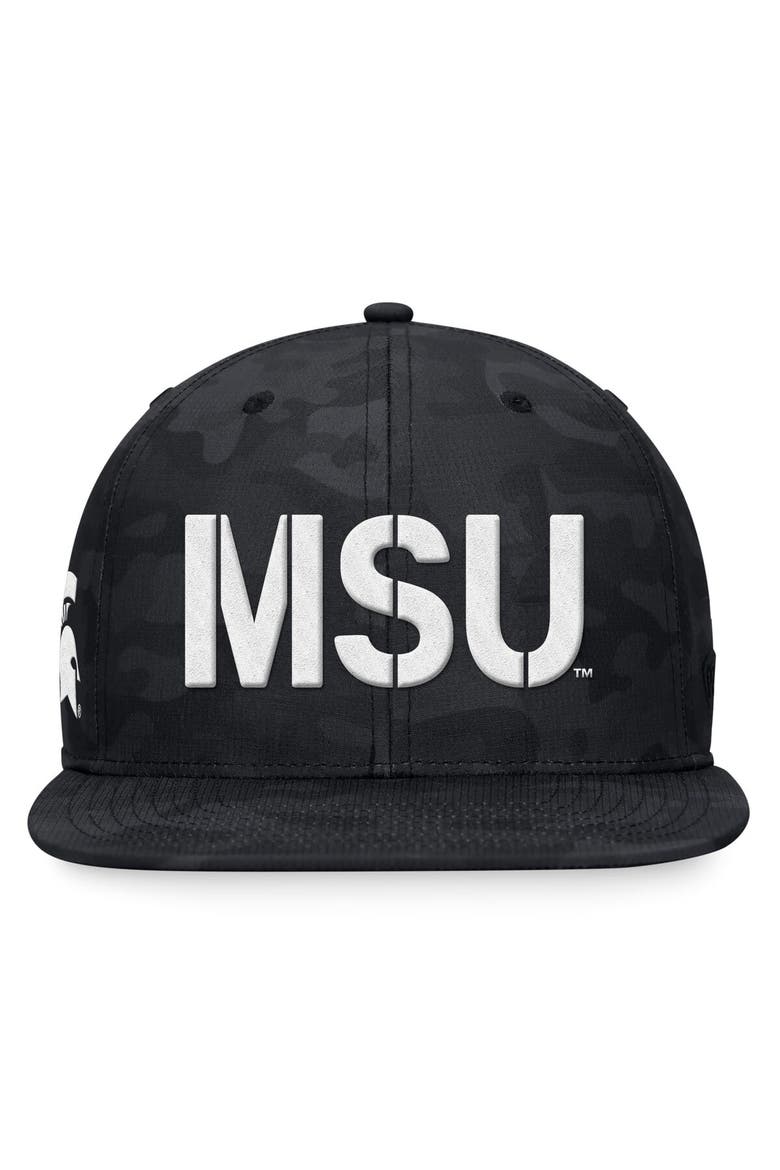 Men's Top of the World Black Michigan State Spartans OHT Military Appreciation Troop Snapback Hat, Alternate, color, Black
