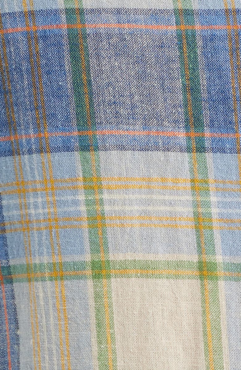 Pendleton Dawson Plaid Short Sleeve Linen Blend Button-Up Shirt, Alternate, color, Blue Multi Plaid