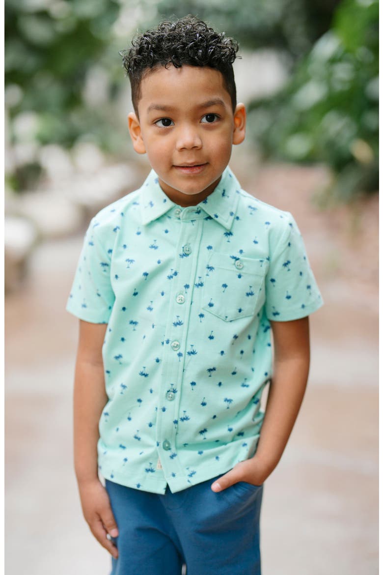 Kids' Organic Short Sleeve Jersey Knit Shirt, Alternate, color, Tidal Palm Print