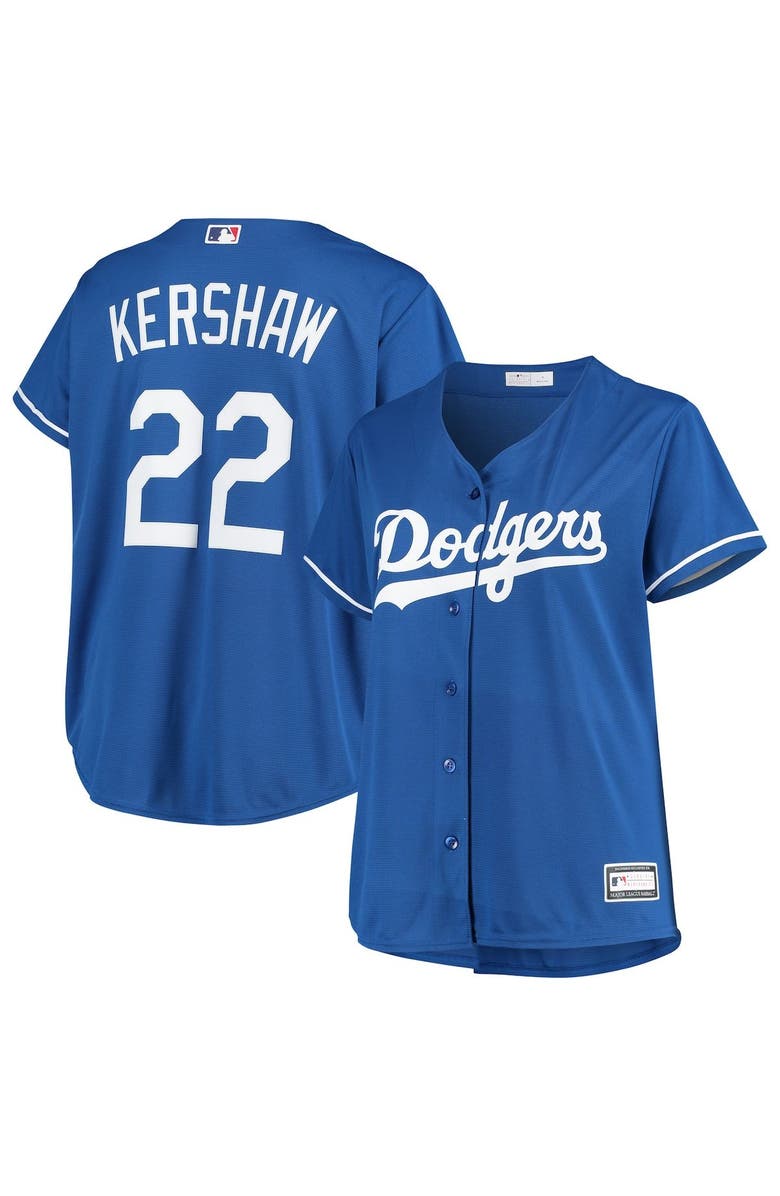 PROFILE Women's Clayton Kershaw Royal Los Angeles Dodgers Plus Size Replica Player Jersey, Main, color, 