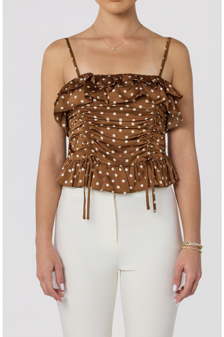 Brynn Side Cinch Camisole, Main, color, BROWN POLKA DOT