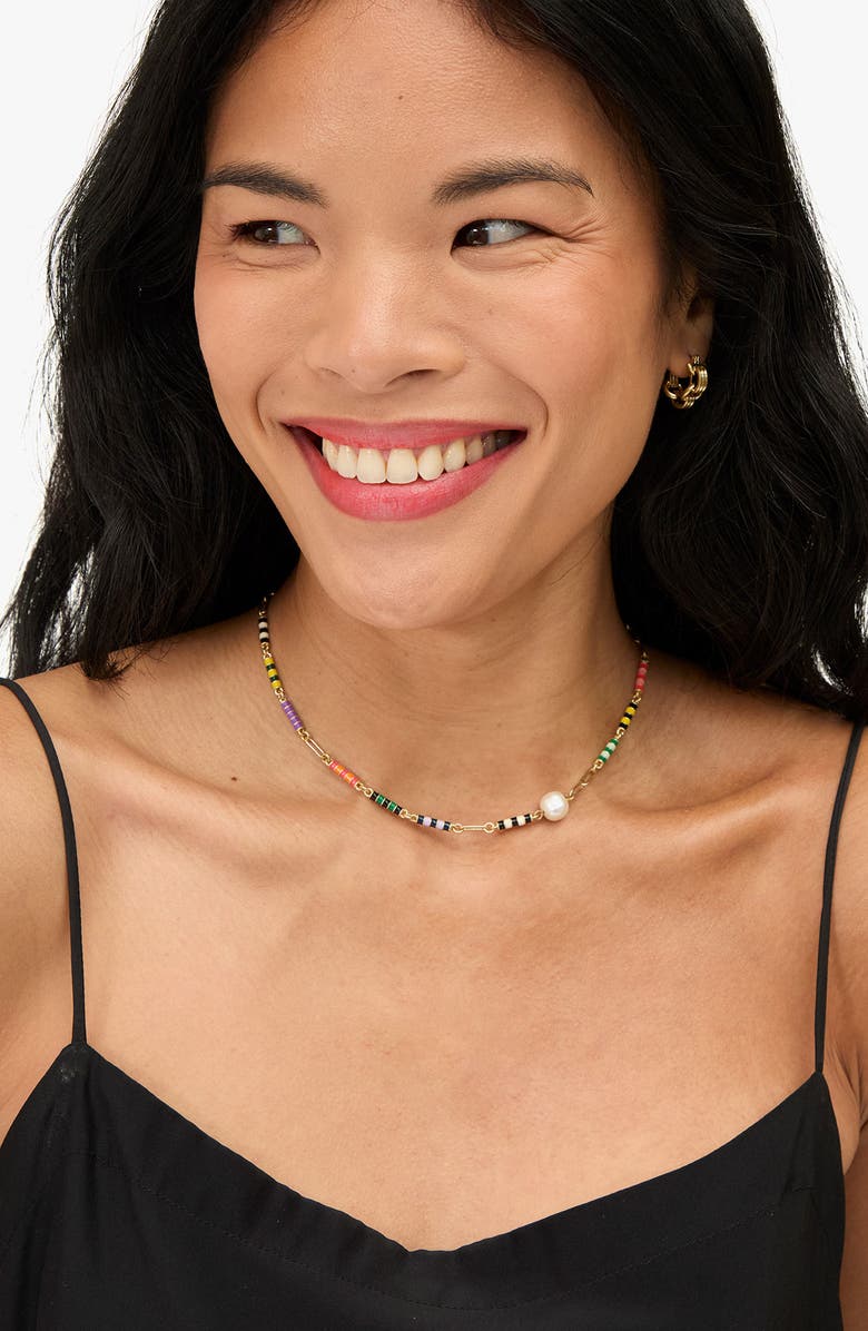 Clare V. Le Stripe Freshwater Pearl Necklace, Alternate, color,