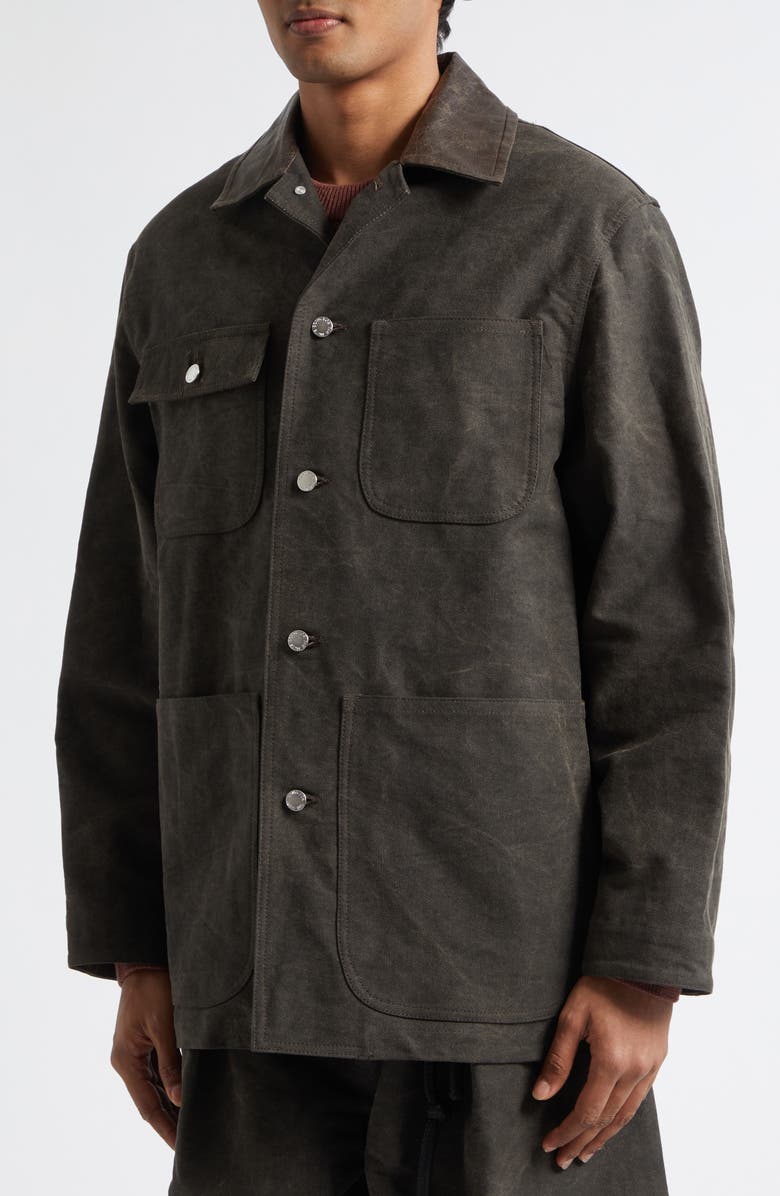 SONG FOR THE MUTE Cotton Moleskin Barn Jacket, Alternate, color, Black/Brown