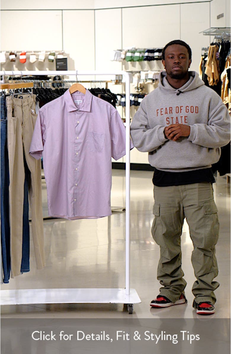 Theo Geo Print Short Sleeve Cotton Button-Up Shirt, sales video thumbnail