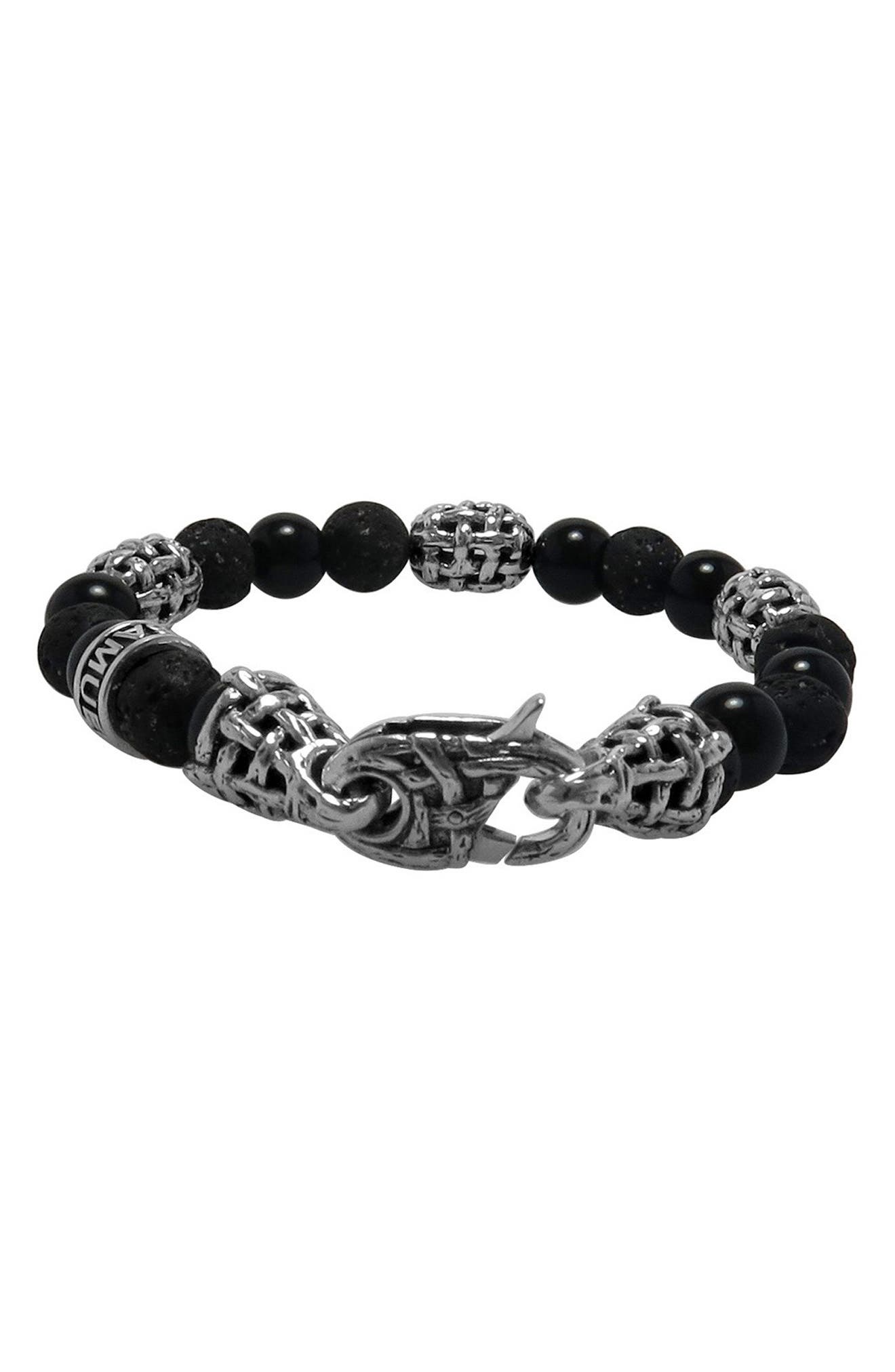 SAMUEL B. Lava & Onyx Beaded Bracelet