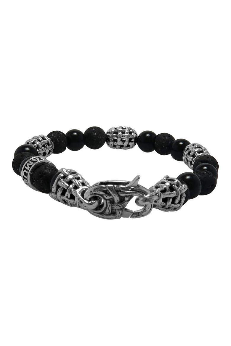 Lava & Onyx Beaded Bracelet, Main, color, BLACK