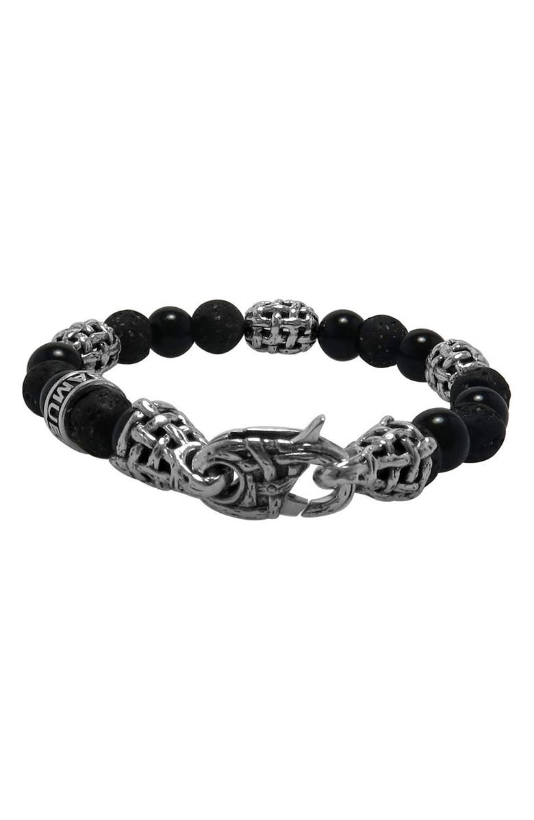 SAMUEL B. Lava & Onyx Beaded Bracelet, Main, color, Black