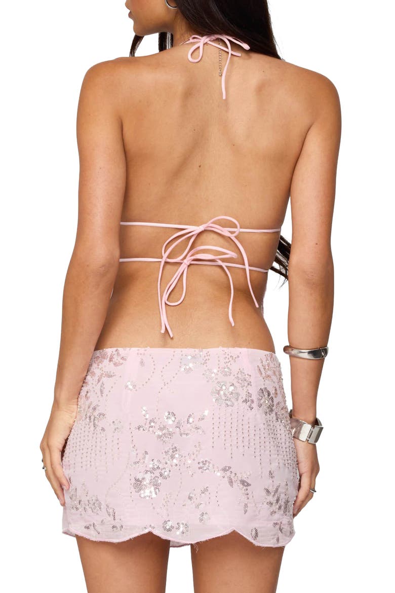 Nelley Sequin Beaded Open Back Halter Top, Alternate, color, LIGHT-PINK