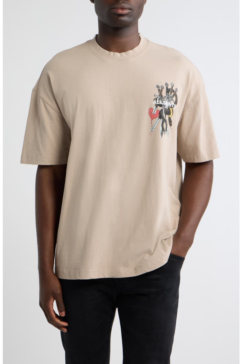 Oversize Serrate Graphic T-Shirt, Main, color, DUSK BROWN
