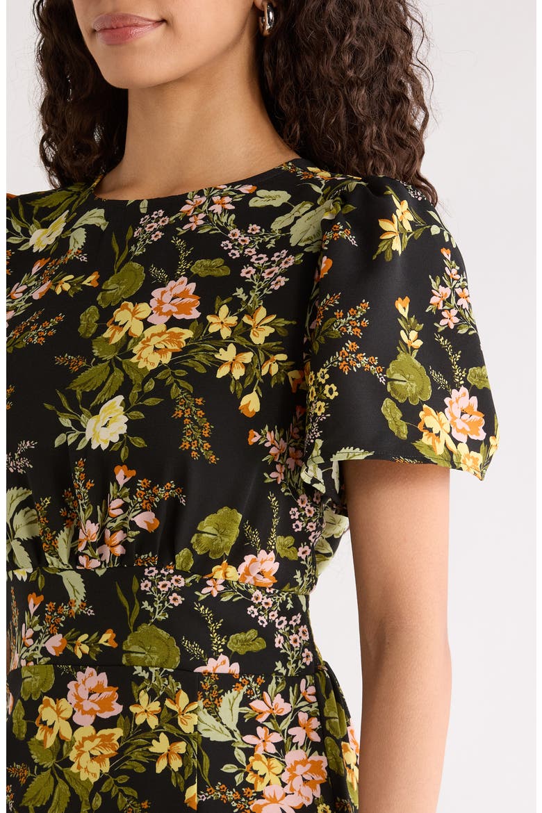 Dusk Bloom Floral Midi Dress, Alternate, color, BLACK MULTI