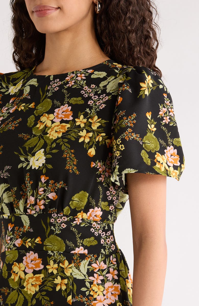 SUGARLIPS Night Bloom Floral Midi Dress, Alternate, color, 