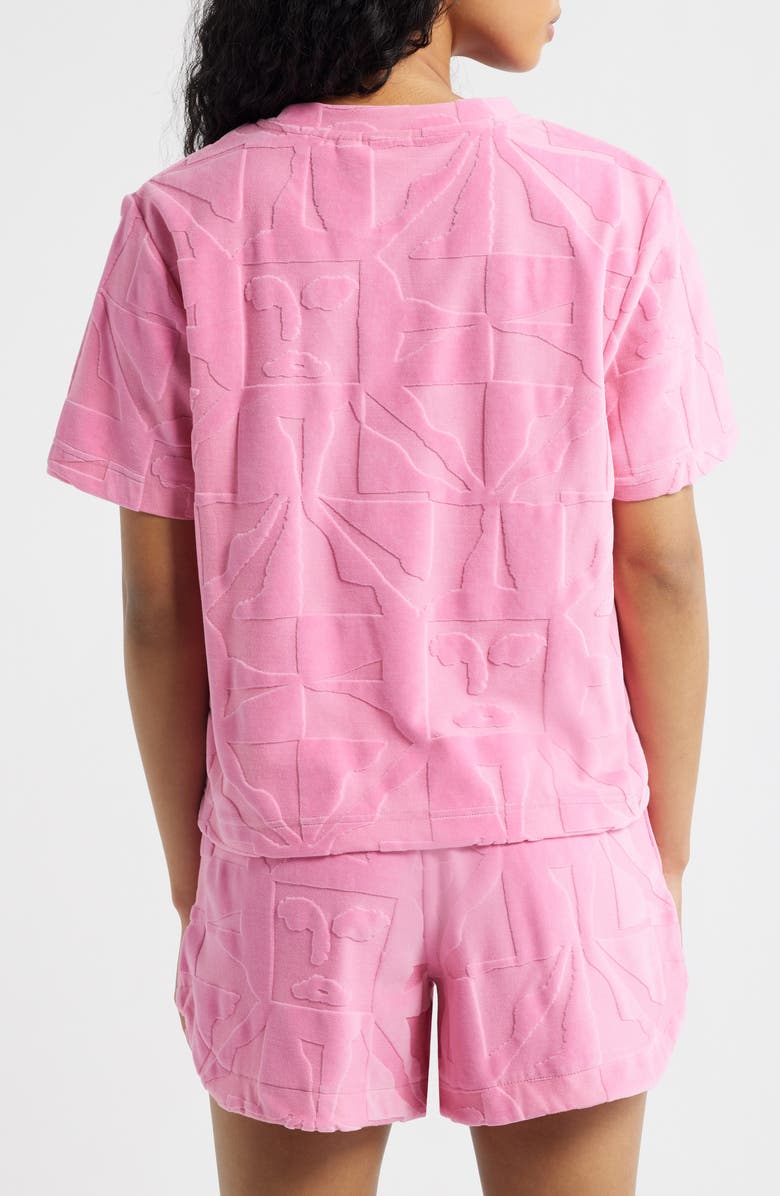 ICHI Textured French Terry Shirt, Alternate, color, Wild Orchid