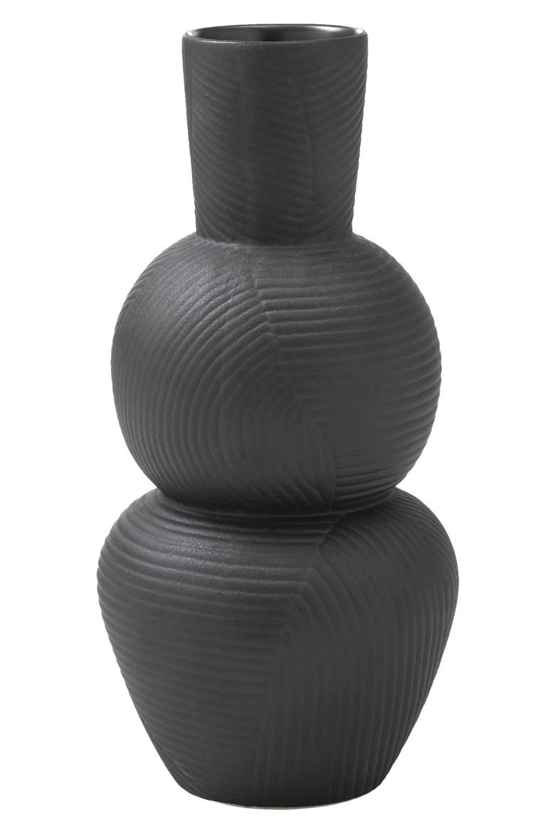 Icarus Ceramic Stoneware Decorative Vase, Main, color, BLACK