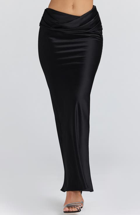 Beau Draped Satin Maxi Skirt