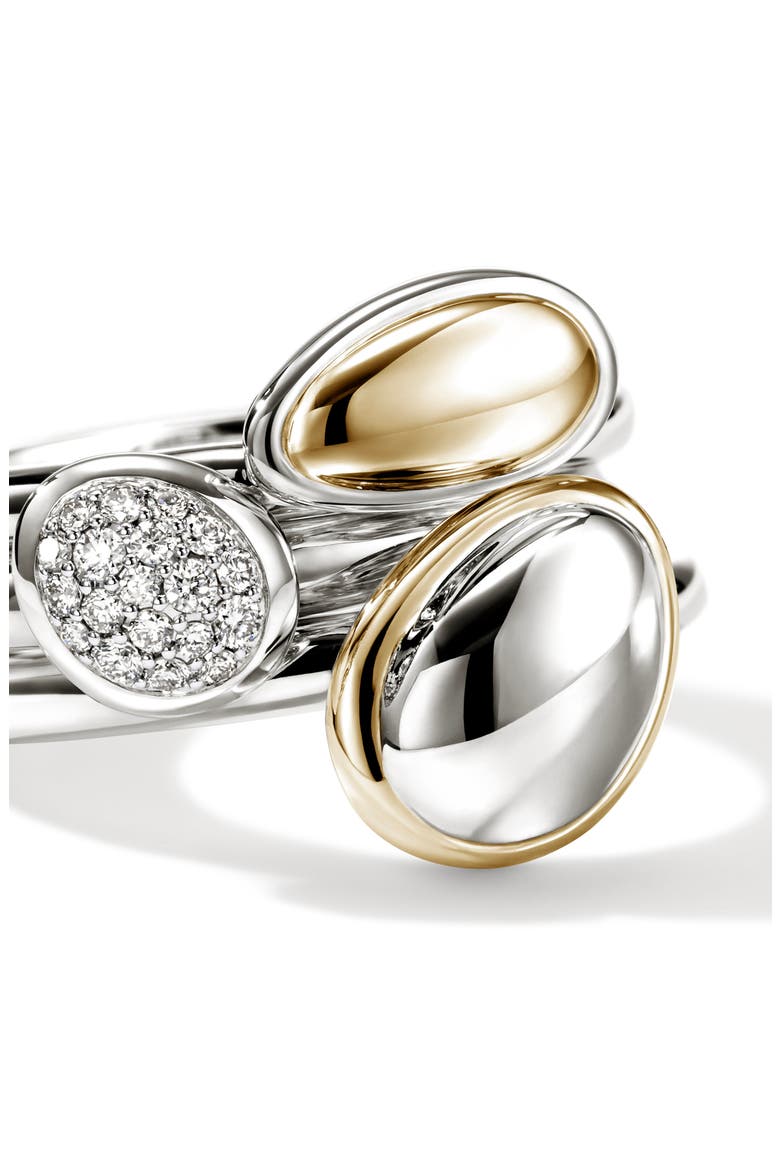 Surf Pebble Set of 3 Stacking Rings, Alternate, color, SILVER AND GOLD