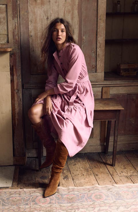 Cecily Long Sleeve Corduroy Midi Dress