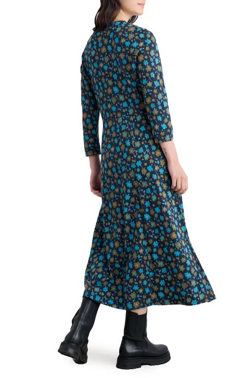 Seasalt Cornwall Nancy Floral Print Organic Cotton Blend Maxi Dress In Blue
