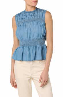Sleeveless Chambray Peplum Top