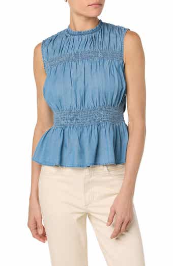 Sleeveless Chambray Peplum Top