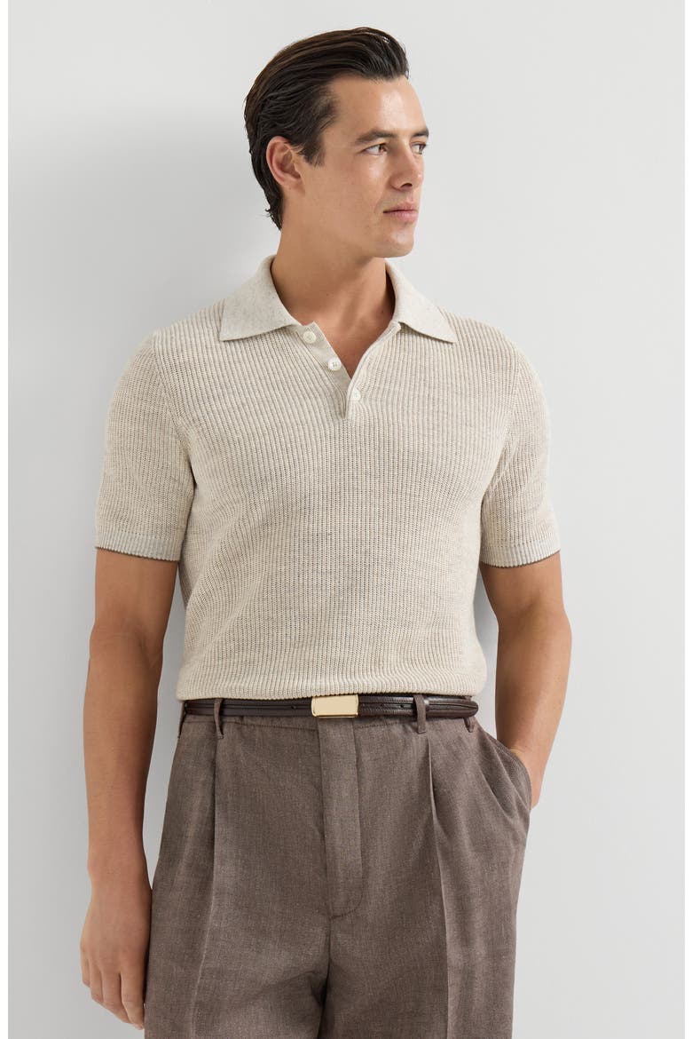 Half English rib knit polo, Alternate, color, Yuta