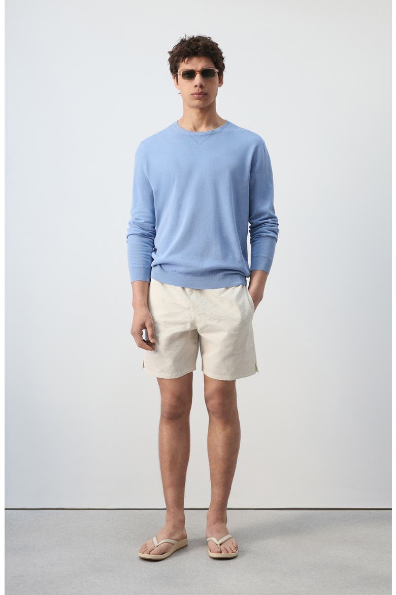 Fine Knit Crewneck Cotton Sweater, Alternate, color, CHINA BLUE