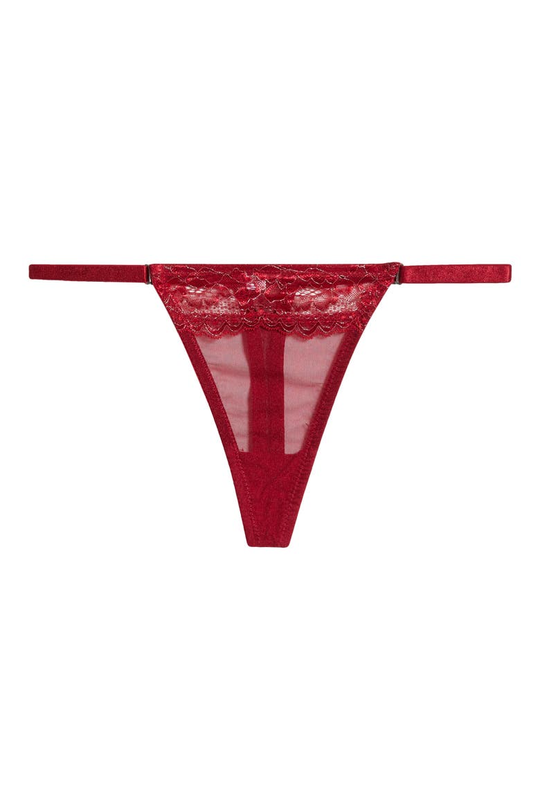 Floral Lace Babydoll Chemise & Thong Set, Alternate, color, RED