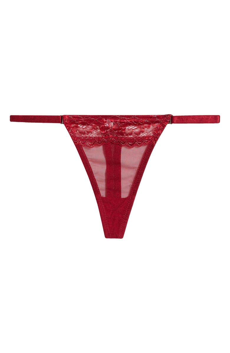 Coquette Floral Lace Babydoll Chemise & Thong Set, Alternate, color, Red