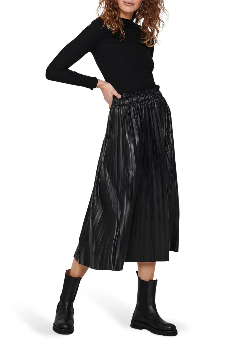 Only Emma Funnel Neck Ribbed Sweater, Main, color, Black