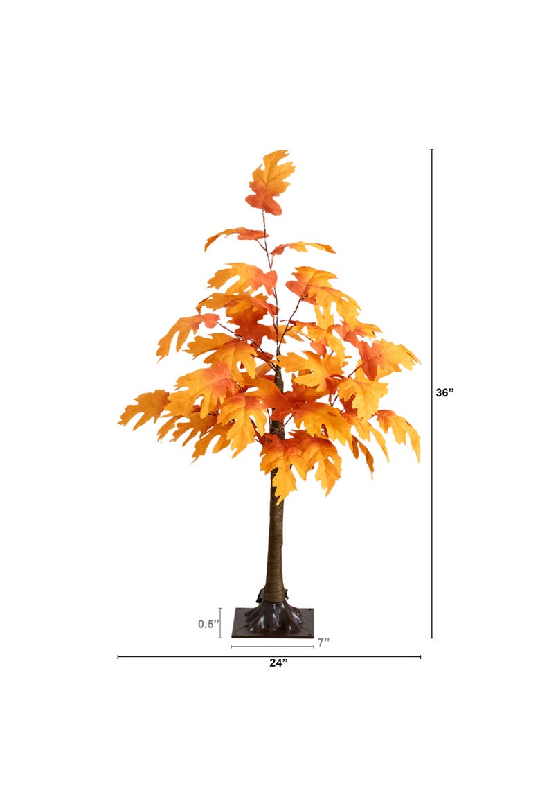 3-ft Pre-Lit Autumn Maple Artificial Fall Tree with 80 Warm White LED Lights, Alternate, color, Orange