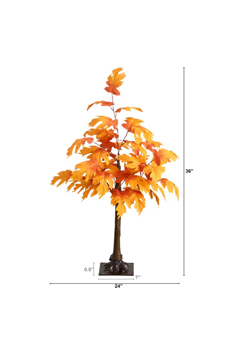 NEARLY NATURAL 3-ft Pre-Lit Autumn Maple Artificial Fall Tree with 80 Warm White LED Lights, Alternate, color, Orange