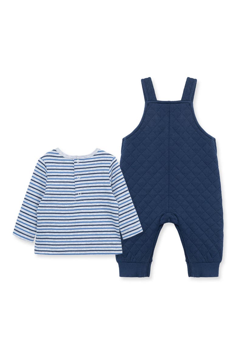 Puppy Appliqué Cotton T-Shirt & Overalls Set, Alternate, color, BLUE