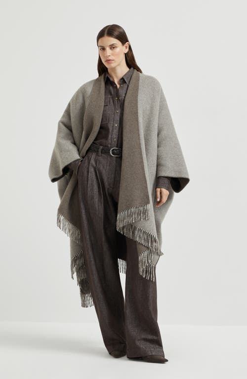 Brunello Cucinelli Cashmere Flannel Poncho In Brown