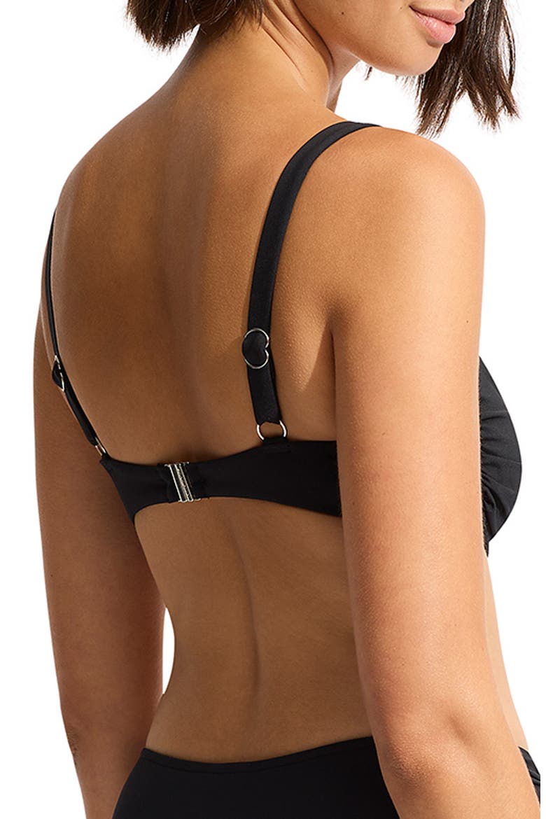 Ruched Underwire Bikini Top, Alternate, color, BLACK