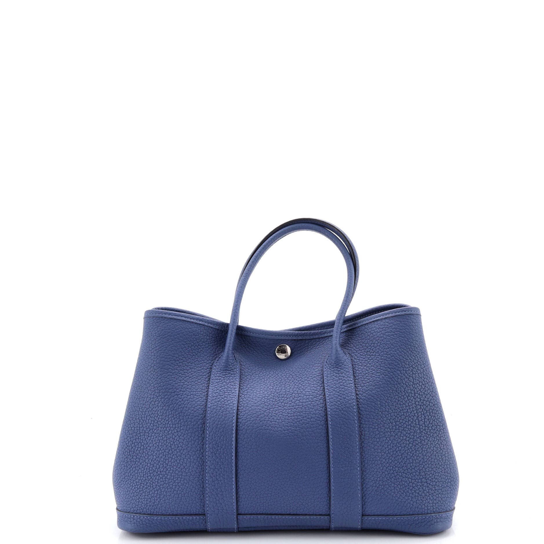 Pre-Owned Hermes Garden Party Tote Leather 30, Alternate, color, Bleu Brighton