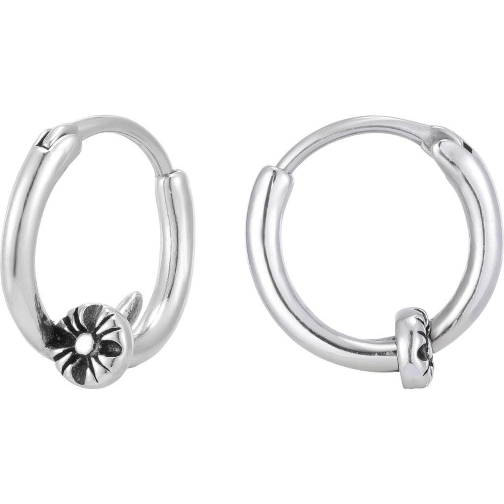 Adornia Flower Charm Huggie Hoop Earrings In Silver