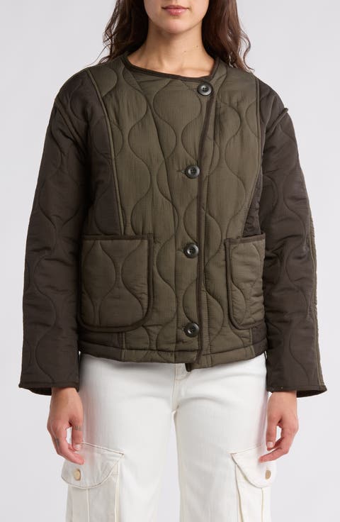 Colorblock Quilted Barn Jacket
