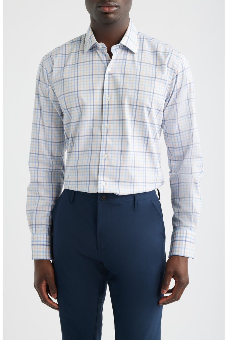 Warren Plaid Crown Light Button-Up Shirt, Main, color, NAVY
