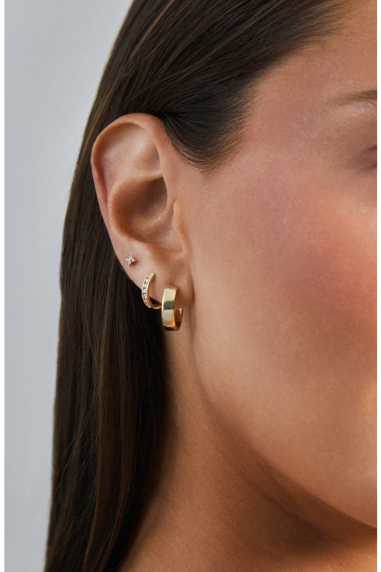 Fleur Diamon Stud Single Earring, Alternate, color, 14K YELLOW GOLD