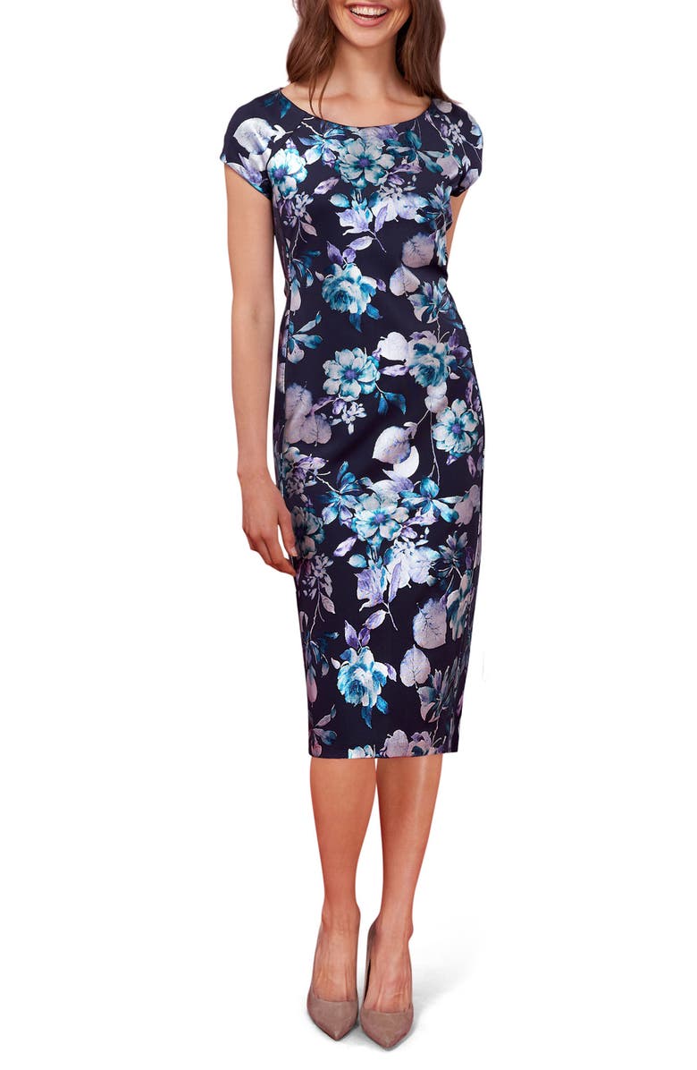 ECI Floral Print Midi Dress, Main, color, 
