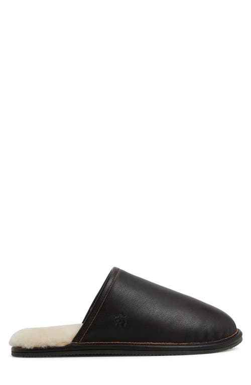 Brooks Brothers Henri Genuine Shearling Lined Leather Slipper In Brown