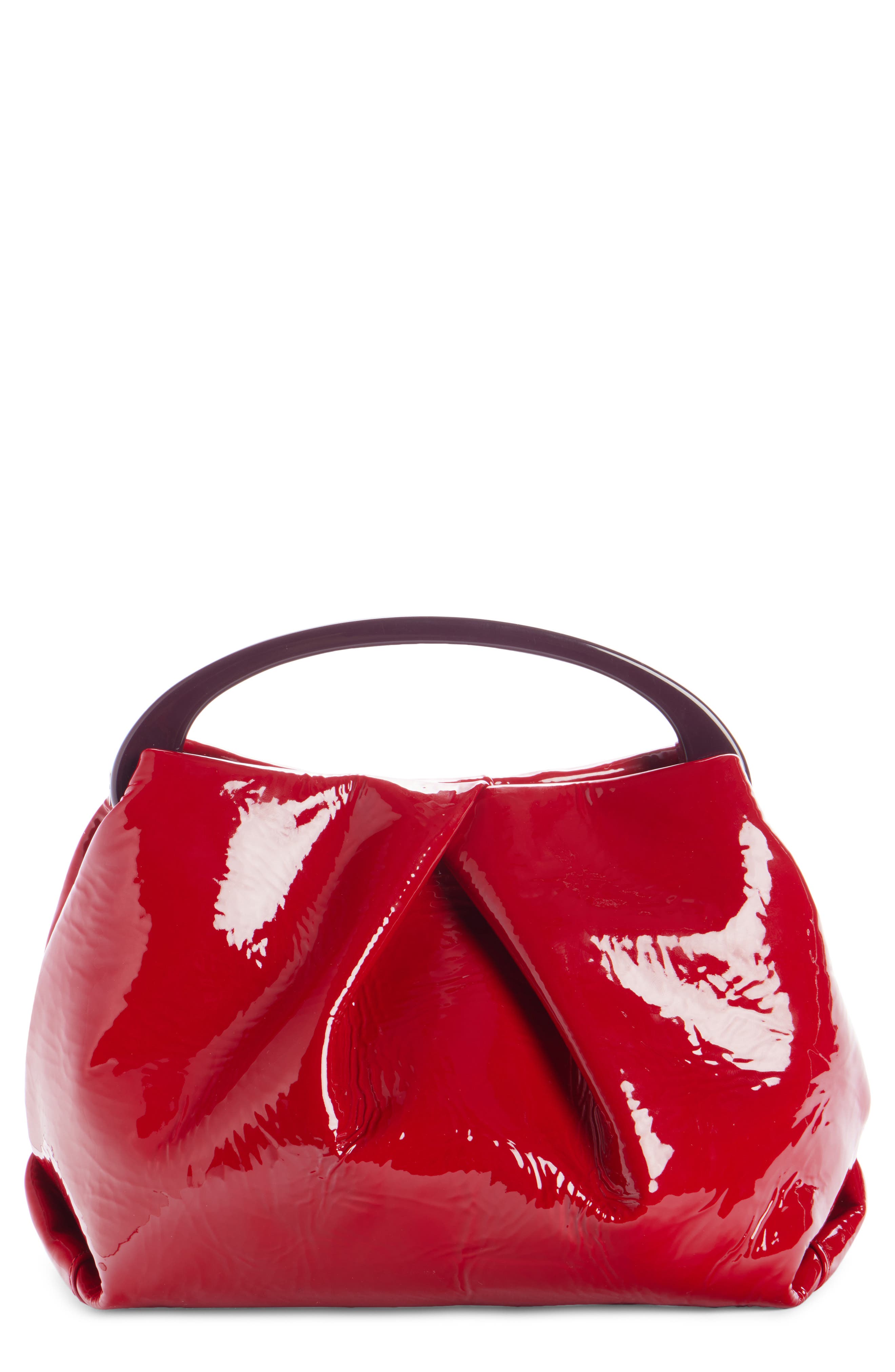 Dries Van Noten Folded Patent Leather Top Handle Bag, Main, color, 