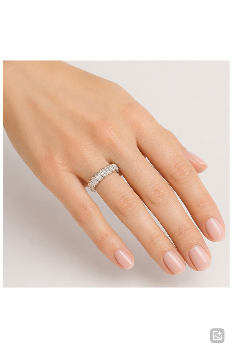 Emerald Cut White Topaz Eternity Ring, Alternate, color, WHITE