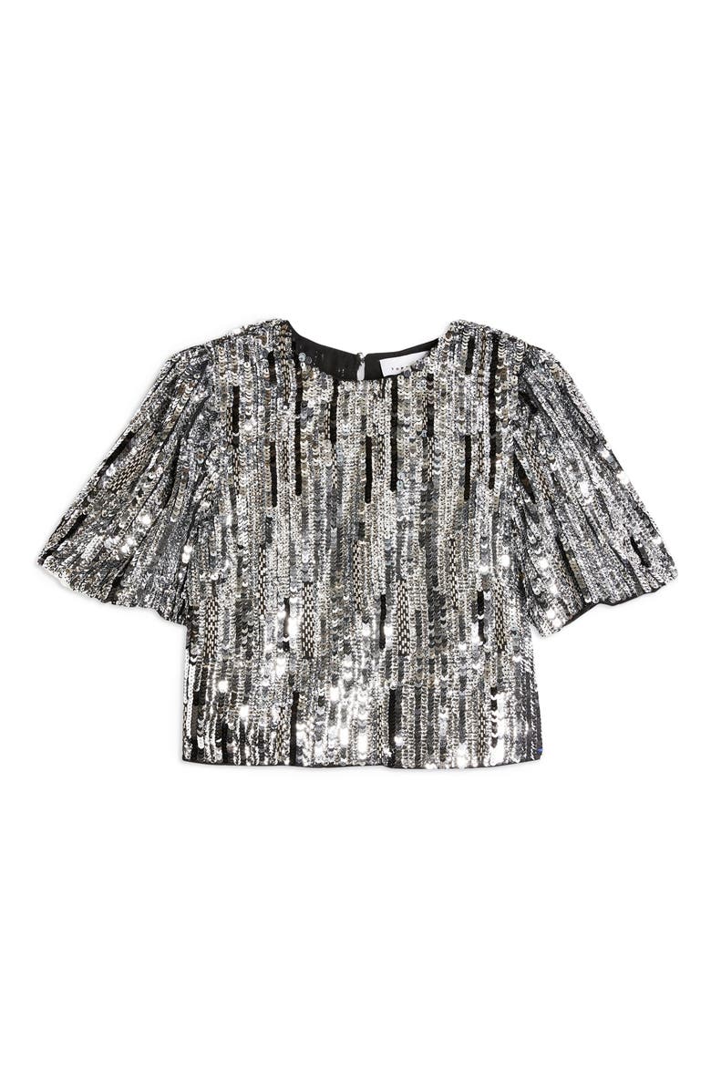 Topshop Dazzling Sequin Crop Top, Alternate, color,