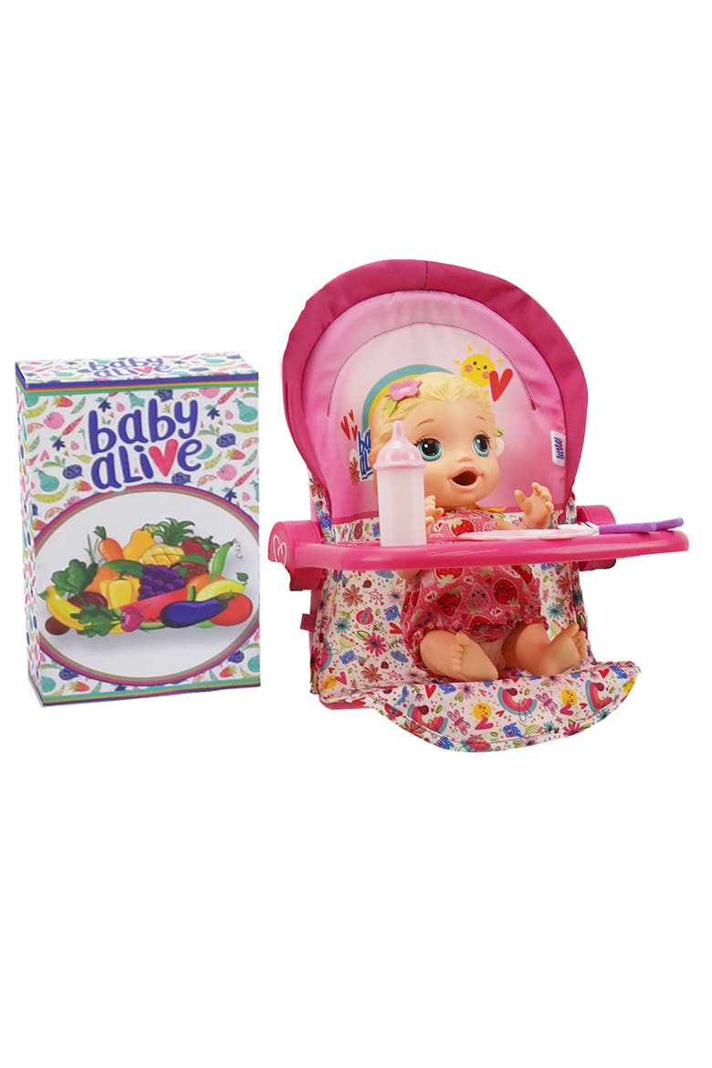 Doll Highchair Set, 6pcs, Fits Dolls Up To 24", Alternate, color, Multicolored
