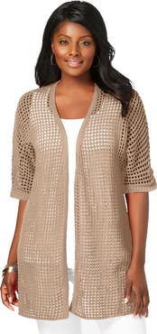 Jessica London Crochet Long Cardigan