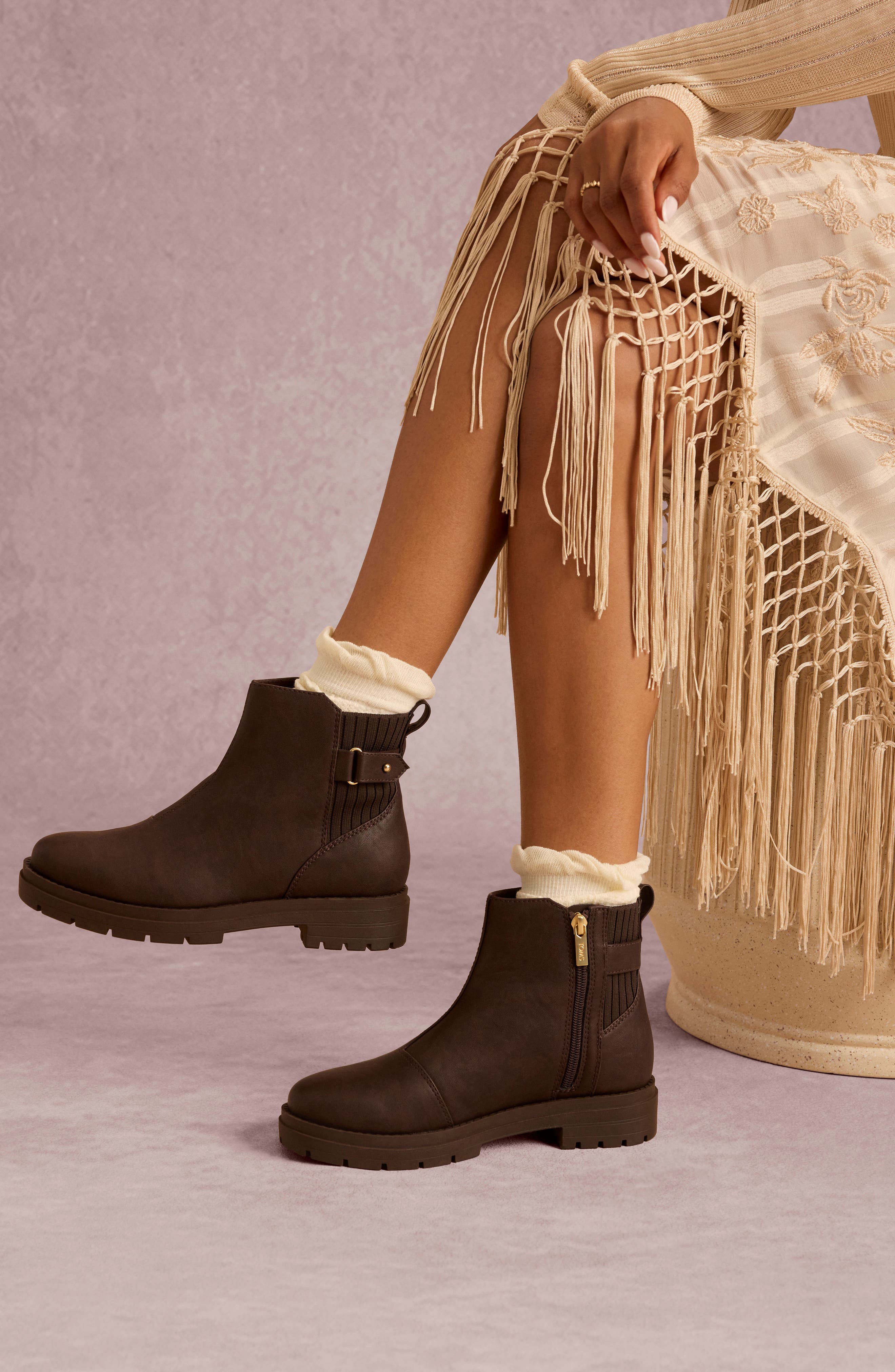 Leather Chelsea Bootie, Alternate, color, DARK BROWN