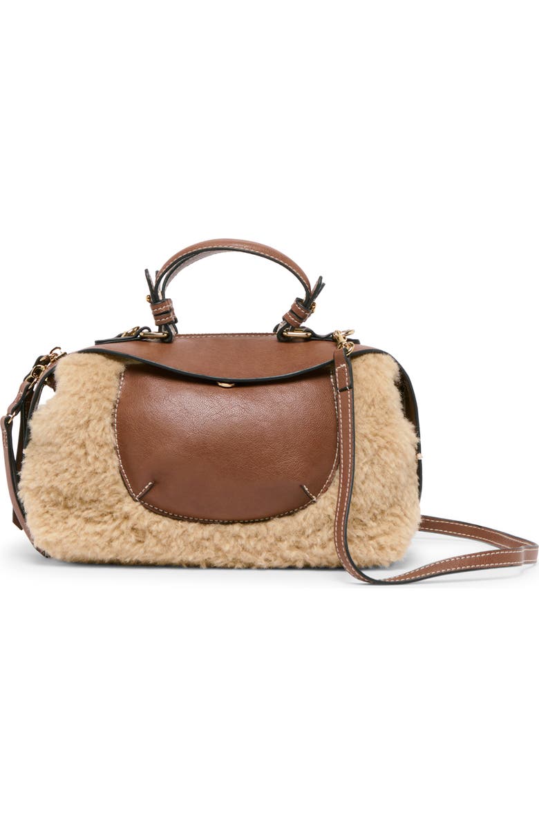 Dolce Vita Mini Faux Shearling Top Handle Bag, Alternate, color, Brown/ Beige Multi