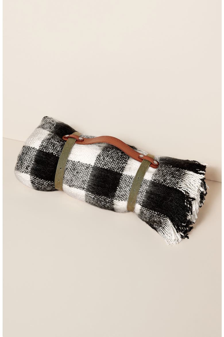 Treasure&Bond Buffalo Check Blanket Wrap, Alternate, color, BLACK COMBO