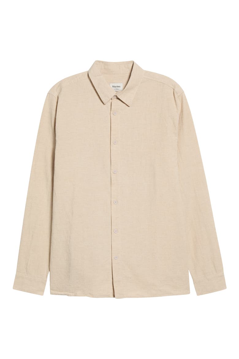 Classic Linen & Cotton Button-Up Shirt, Alternate, color, SAND